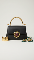 Leather Handbag with Afrocentric Motif