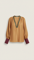 Silk Blouse with Bold Contrast