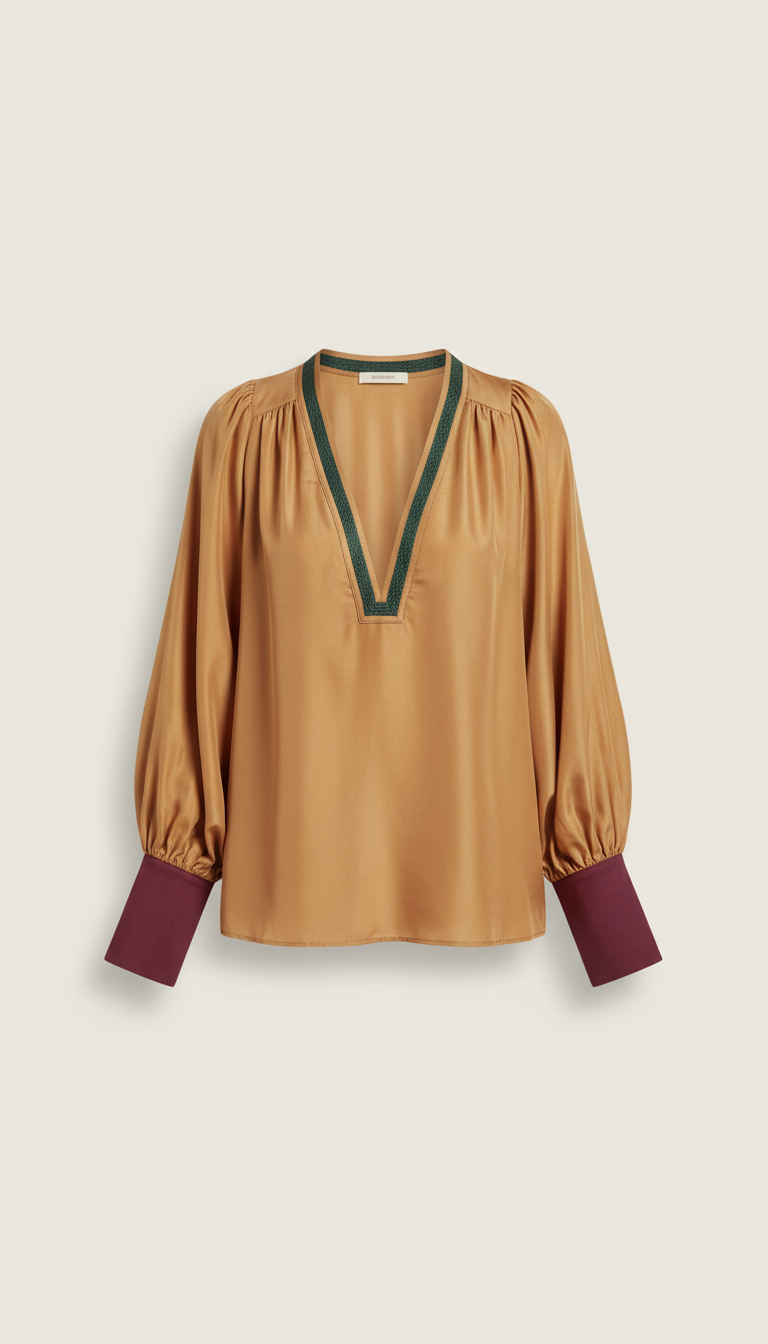 Silk Blouse with Bold Contrast